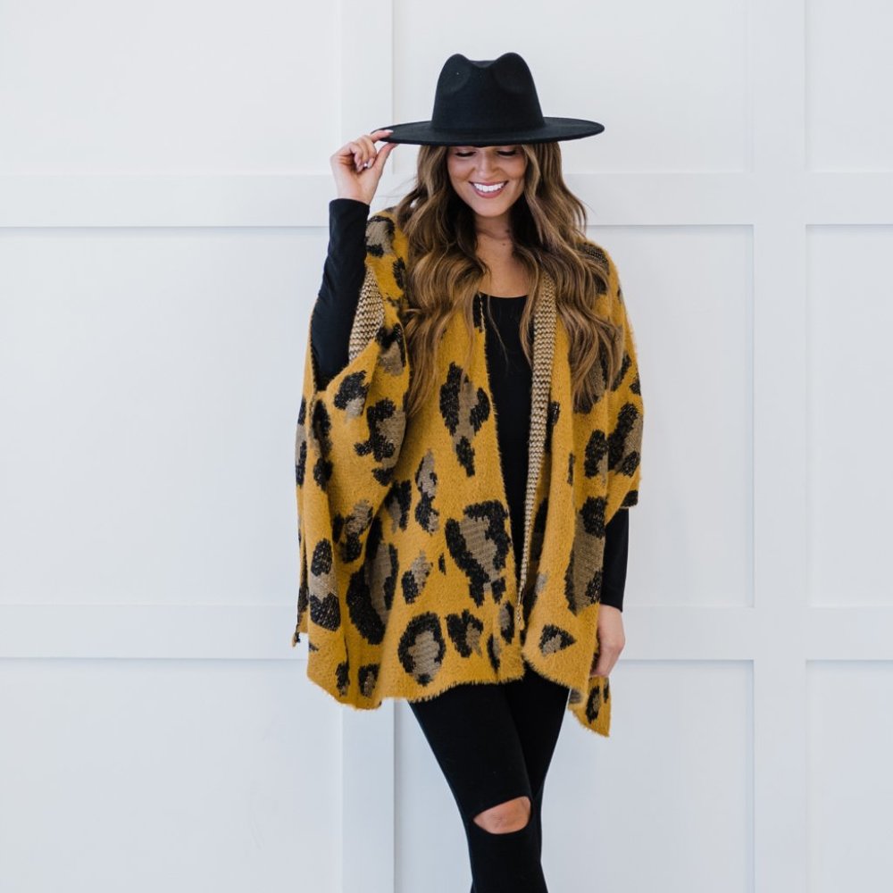 Leopard Print Handkerchief Hem Cardigan